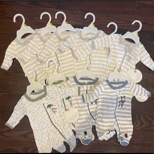 NWT 10 premature/premie lot footies/onesies - 3 styles
